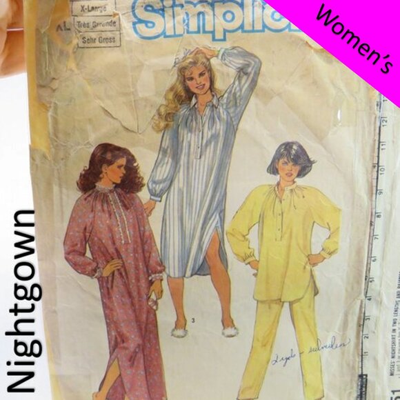 simplicity 6651 sewing pattern nightshirt, nightgown, pants 22-24 - Picture 1 of 5